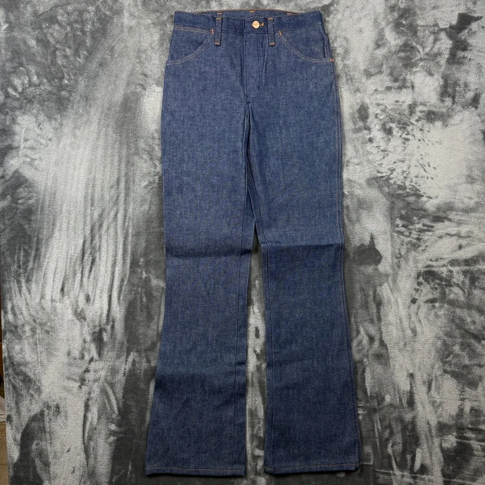 Wrangler Jeans Mens 28x34 Blue Excellent Vintage No Fault Flare Leg USA Made